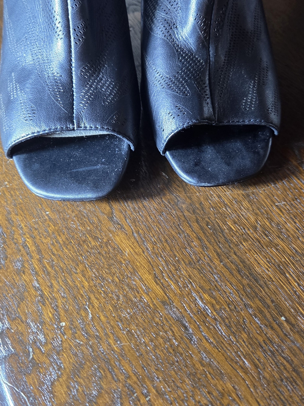 Sanctuary Navy Peep-Toe Wedge Mules - Picture 9 of 16